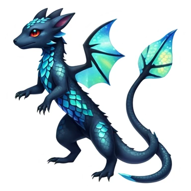 Colorful Iridescent Exotic Salandit-Aurorus-Amaura-Umbreon-Fakémon-hybrid-creature (full body)  sticker