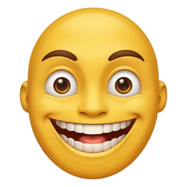 a smiling yellow face with very big teeth like the trivago guy sticker