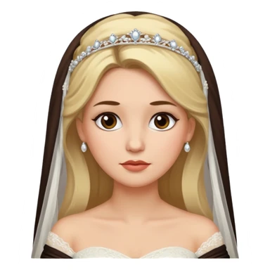 White tanned skin bride with dark brown hair mixed with blonde with a chin on her face sticker