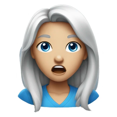 Girl yelling blue eye version sticker