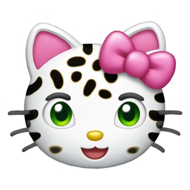 Blinking hello kitty with green eyes and leopard bow   sticker