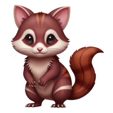 Dark Brownish red soft natural realistic romantic vintage antique divine beautiful elegant pretty precious cute young youthful  Fakémon-Pokémon-alien-Furret-feline-rodent-hybrid-creature (full body) sticker