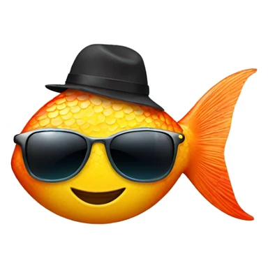 a fish with sunglasses and hat sticker