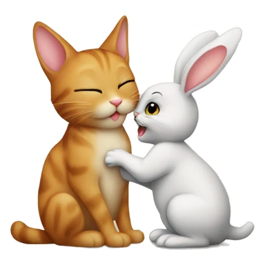 cat kissing bunny sticker
