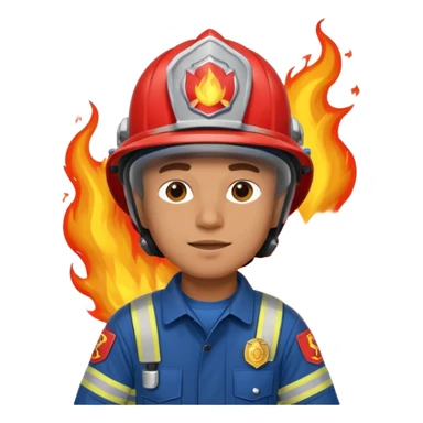 male firefighter on fire blue uniform sticker