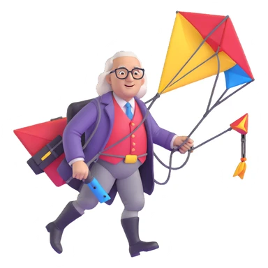 Ben Franklin with a jetpack sticker
