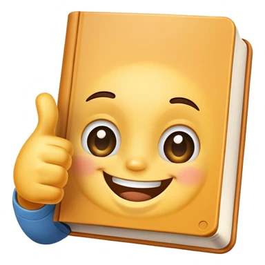 a little book smiling and giving a thumb up sticker