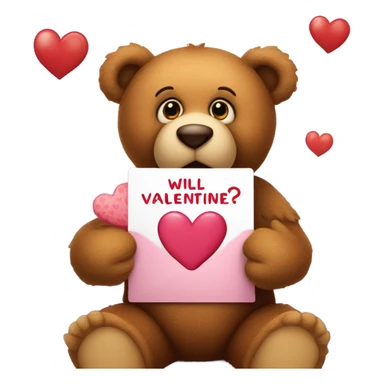 Teddy bear asking someone will you be my valentine sticker