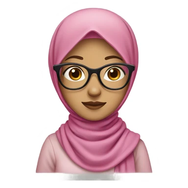 girl in a pink hijab with fair skin and transparent glasses sticker