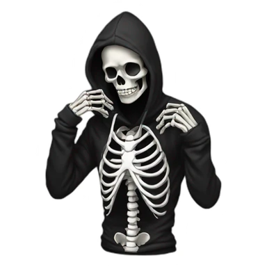facepalm skeleton in black hoodie  sticker
