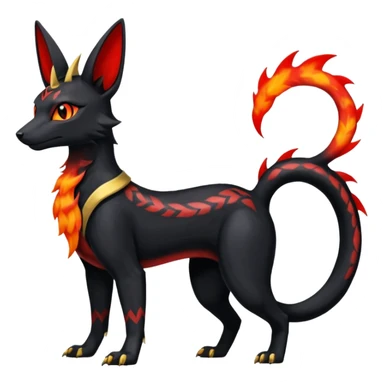 Shiny 4-legged Umbreon-Anubis-Salandit-Zeraora-fusion, full body sticker
