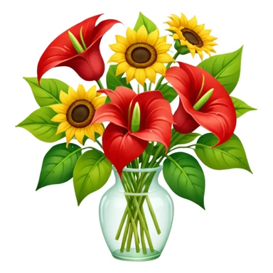 orchidee - sonnenblume - anthurienstrauss - ohne wase sticker