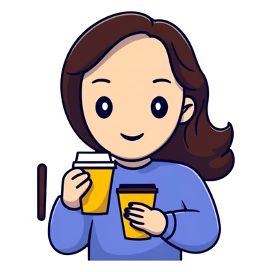 Fashionable Parisian woman with coffee cup sticker