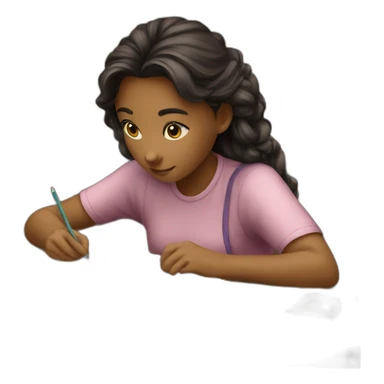 Girl studying in her decorated table  sticker