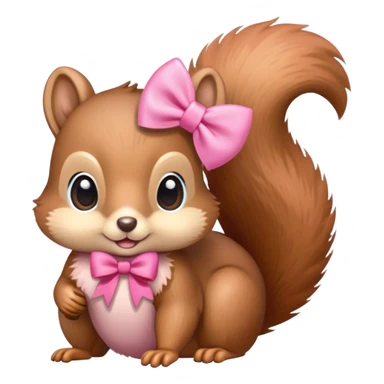 Squirrel with one link pink bow sticker