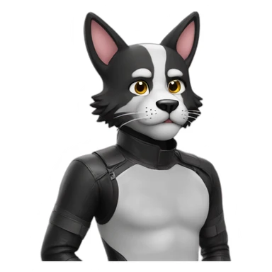 Furry posing in latex clothing sticker