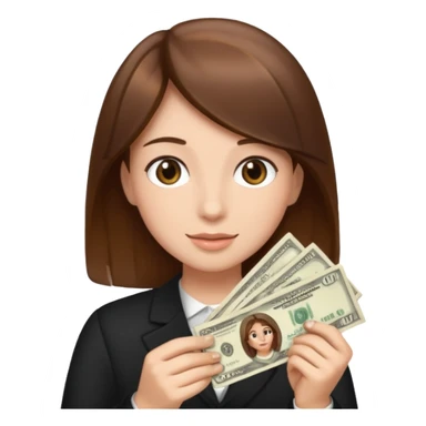 brown hair person who holds money sticker