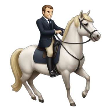 Emanuel Macron sur un poney sticker