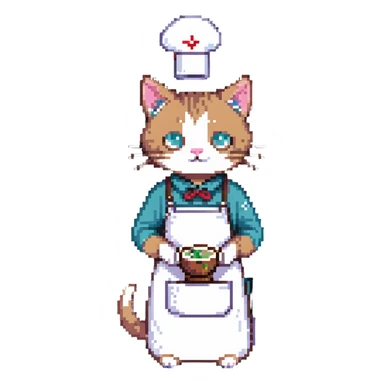 cat barista with apron sticker