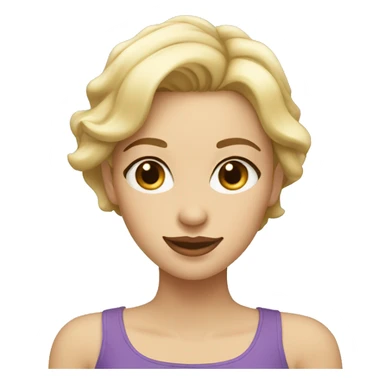 Beautiful girl with short blonde hair, thin lips, thin eyebrows, smiling. sticker