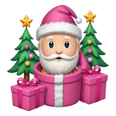 emojis estilo pixar de la cara de santa, arbolito rosa, reno, lazo coquet,bastones de caramelo rosa, caja de regalo rosa, arbolito verde con bambalinas rosa sticker