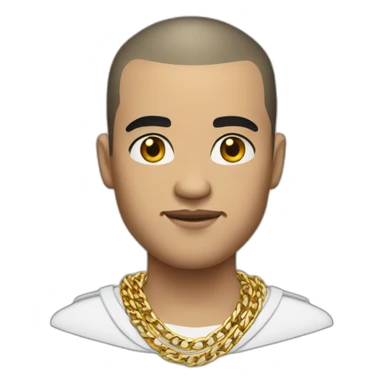 white male thug with black hair buzz cut wearing gold chain sticker