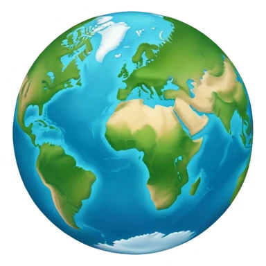 Earth globe with green continents clearly shaped to form the number 812 against blue oceans, iOS emoji style sticker