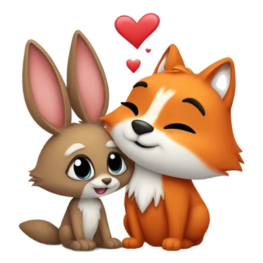 Bunny and fox in love sticker