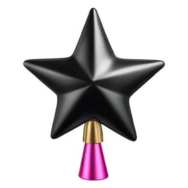 Realistic isolated black and pink metallic star christmas tree topper. sticker