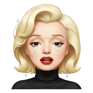 Marilyn Monroe (in black turtleneck) with the closed mouth and teeth not showing is crying  sticker