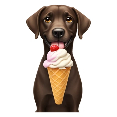 A dog eating an ice cream sticker