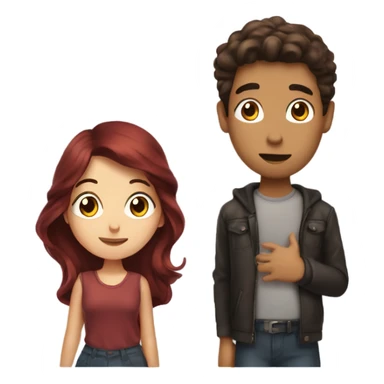 guy with dark brown hair blowing kisses to girl with dark red hair sticker