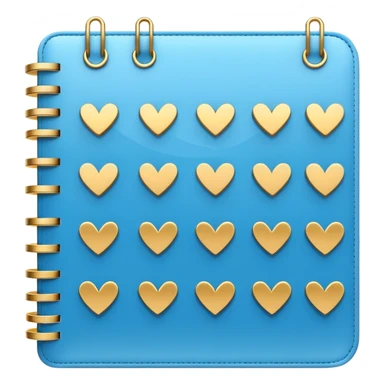 modern elegant planner with checkmarks emoji, 3D style, soft blue and gold, clean design sticker