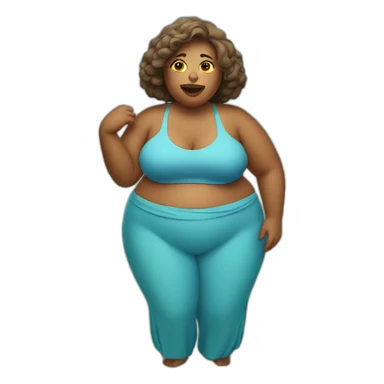 fat woman on beach sticker