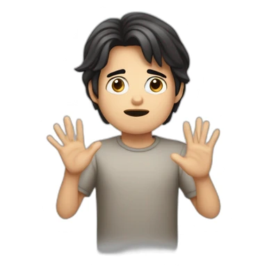 It was not me, dark hair I am innocent confused nervous little man raising palms up sticker