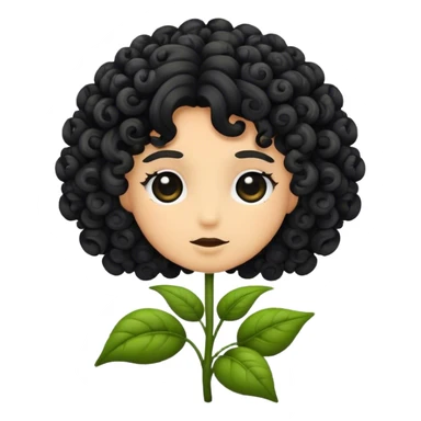 black flower with curly hair sticker
