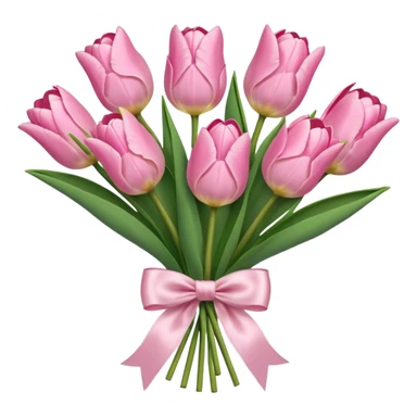 Light Pink tulip bouquet with a light pink bow  sticker
