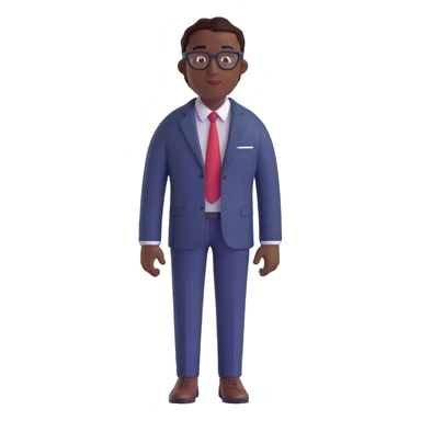 a dark-skinned man in a suit with glasses, full-length sticker