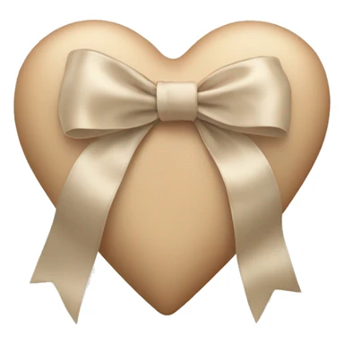 beige heart with beige satin bow sticker
