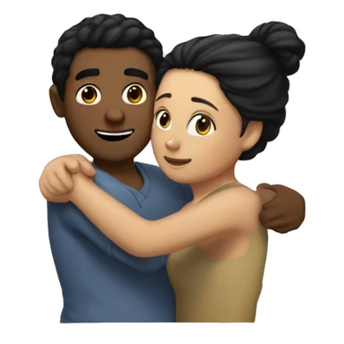 me ( girl with black hair ) hug my hasbund ( man with hair)  sticker