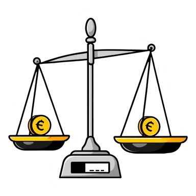 balance scale with euro symbols on the plates sticker