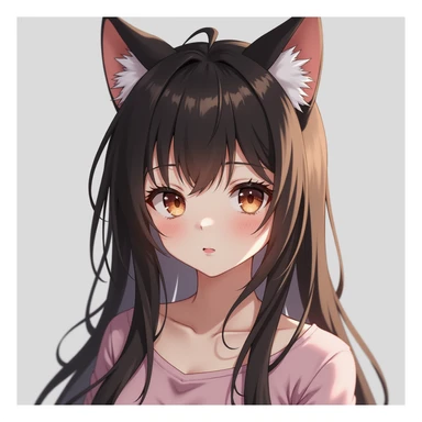 realistic anime girl with cat ears, photorealistic style, variation 4 sticker