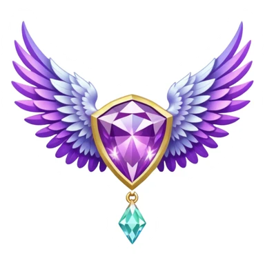 holy diamond emblem with white wings and purple diamond in the middle sticker