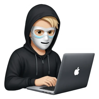 hacker with mask using laptop sticker