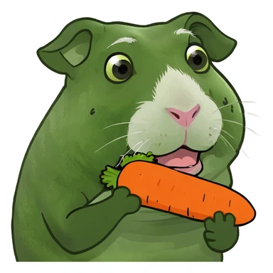 Guinea pig eating carrot sticker