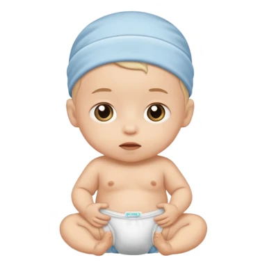 Newborn baby with a full of poop diaper sticker