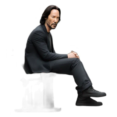 Keanu Reeves sitting on the corner of a sad bench sticker