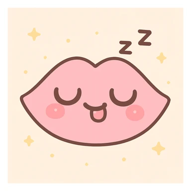 kawaii style pink lips sleeping with a goofy face sticker