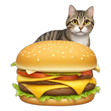 cat eating cheeseburger sticker
