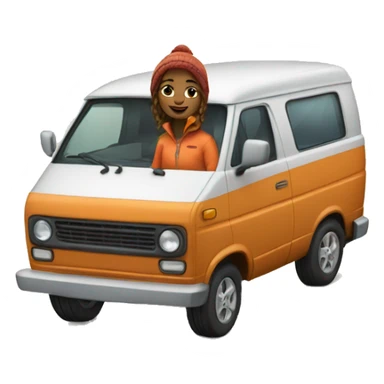 Ski bum girl living in a van with a cat sticker